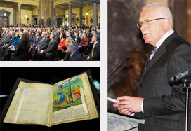 The illuminated manuscript on the life of Saint Wenceslas, owned by UNIQA, moved from Vienna to Prague, where it was on display from 24 March to 2 May 2010 in the Prague National Museum. Czech President Václav Klaus gave the inaugural address. (photo)