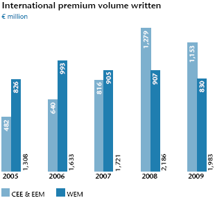 International premium volume written (bar chart)